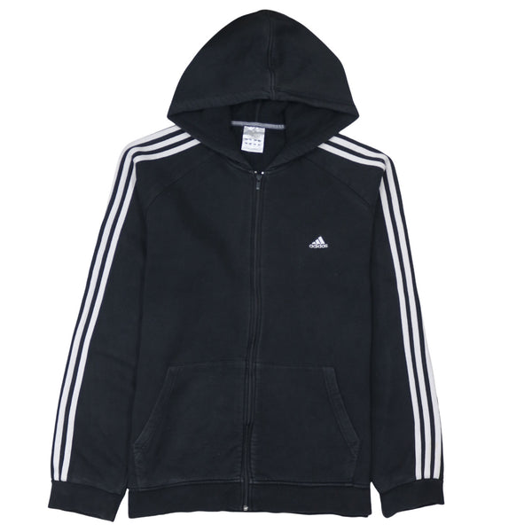Adidas 90's Striped Sleeve Full Zip Up Hoodie XLarge Black
