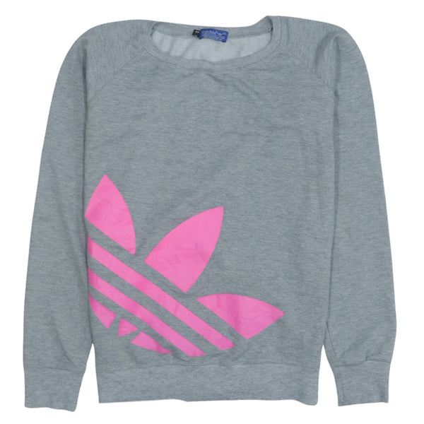 Adidas Vintage 90's Large Crew Neck Sweatshirt Women's Grey Cotton