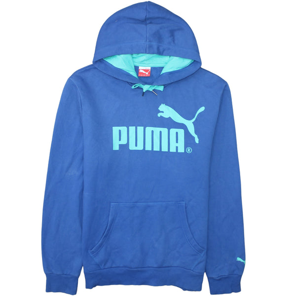 Puma 90's Spellout Pullover Hoodie Large Blue