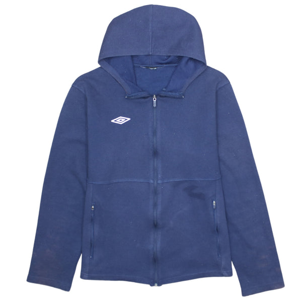 Umbro 90's Vintage Navy Blue Lightweight Full Zip Up Hoodie - Medium