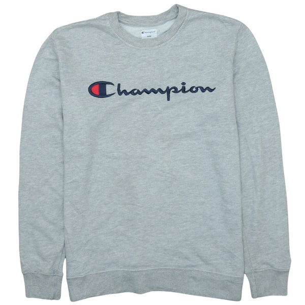 Champion 90's Spellout Crew Neck Sweatshirt Medium Grey
