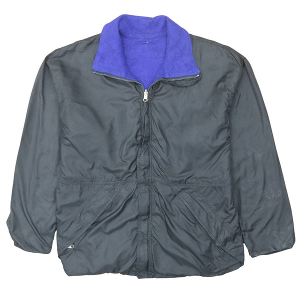 Retro 90's Black XLarge Full Zip Up Windbreaker Vintage Jacket