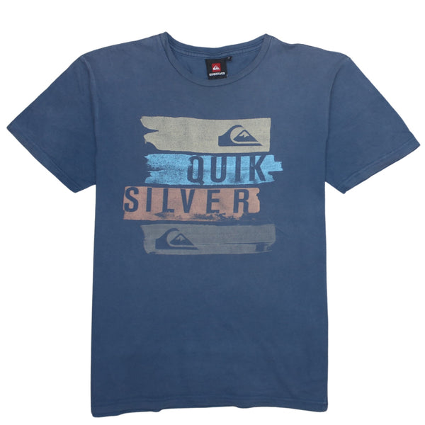 Quicksilver 90's Spellout Short Sleeves T Shirt Small Blue