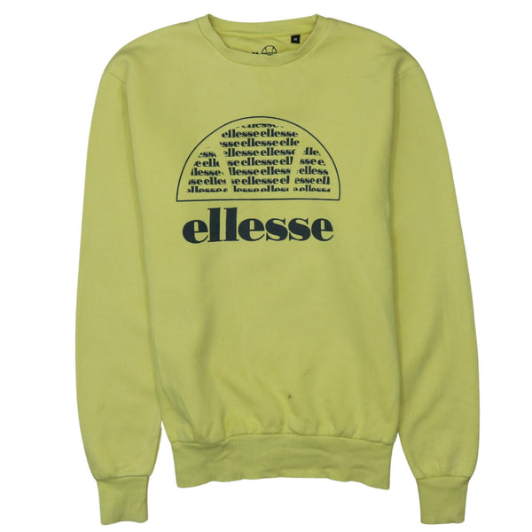 Vintage Ellesse 90's Yellow Spellout Crew Neck Sweatshirt Medium