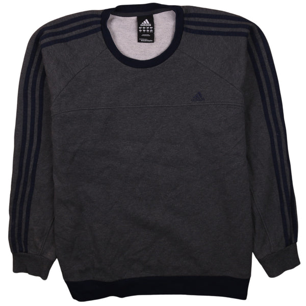Adidas Vintage 90's Grey Striped Sleeve Crew Neck Sweatshirt, Men's XLarge