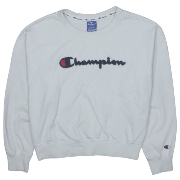 Champion Vintage 90s Spellout Crew Neck Sweatshirt White Men's S
