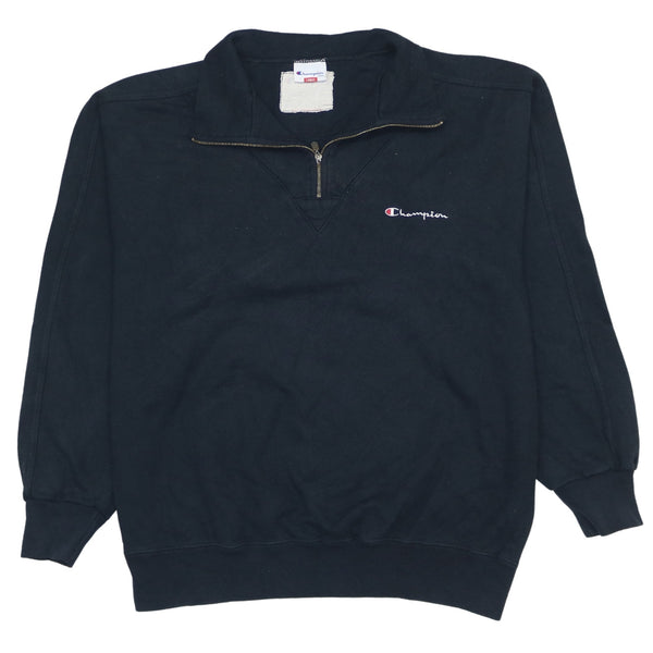 Champion 90's Heavyweight Quarter Zip Large Black Sweatshirt