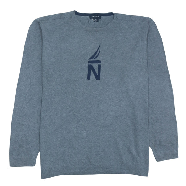 Nautica 90's Vintage Grey XXLarge Crew Neck Cotton Sweatshirt