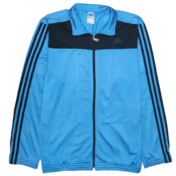 Adidas 90's Striped Sleeve Full Zip Up Sweatshirt Large Blue