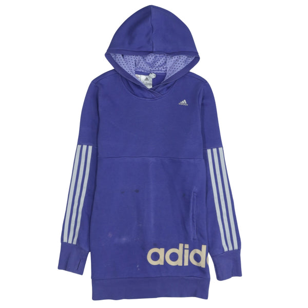 Adidas Women's 90s Large Blue Pullover Hoodie Striped Sleeves