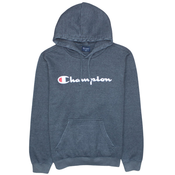 Champion 90's Grey Spellout Pullover Hoodie Medium