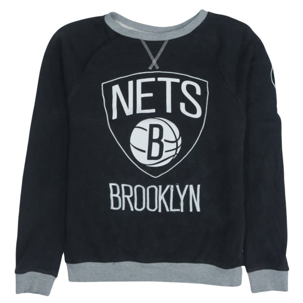 Adidas Vintage 90s Nets Brooklyn Crew Neck Sweatshirt Women's Small Black
