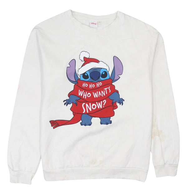 Vintage Disney 90's Stitch Crew Neck Sweatshirt Medium White