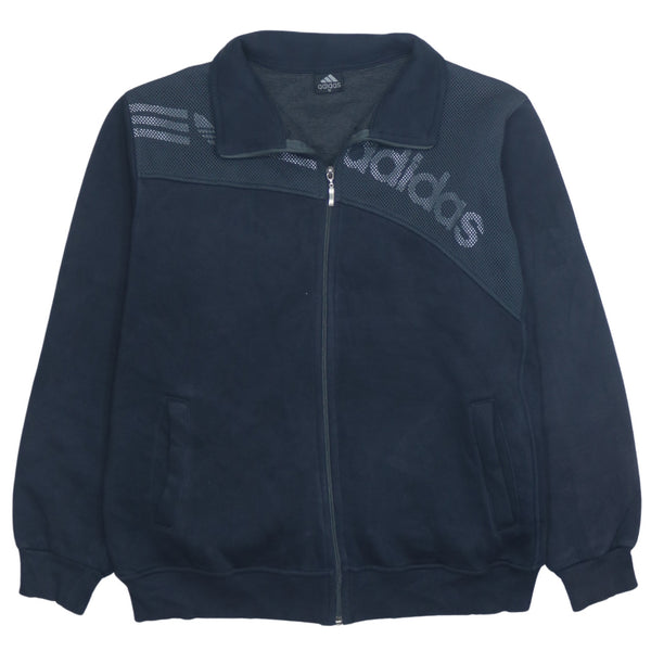 Adidas 90's Vintage Black Heavyweight Full Zip Sweatshirt Medium