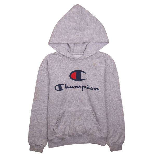 Champion 90's Grey Spellout Pullover Hoodie Medium (No Label)