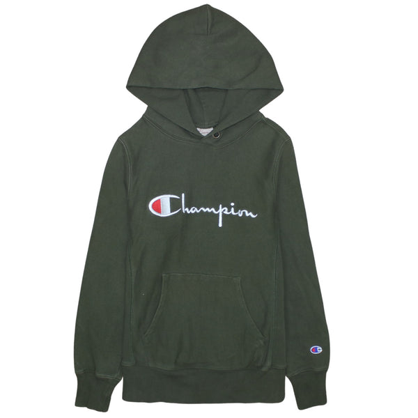 Champion 90's Spellout Pullover Hoodie Medium Green