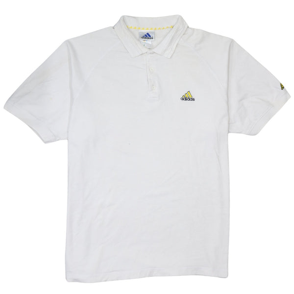 Adidas 90's Short Sleeves Quarter Button T Shirt Small White