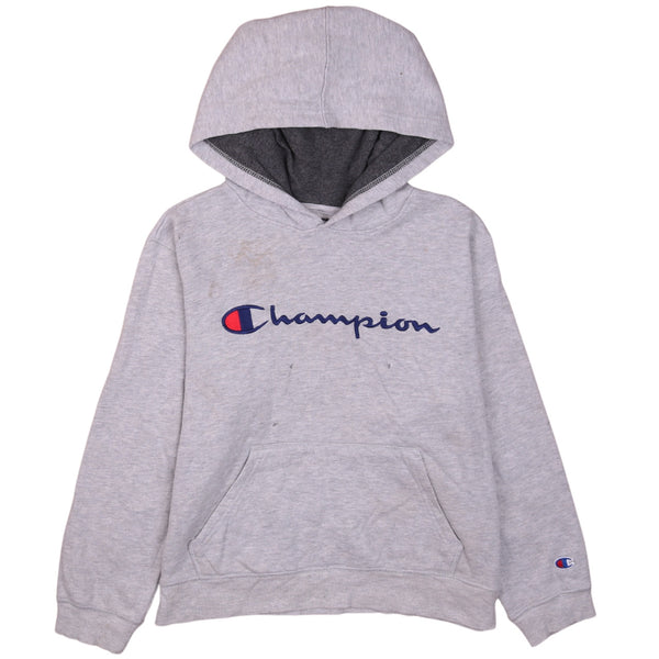 Vintage Champion Grey Spellout Hoodie L 90's Style Pullover Large