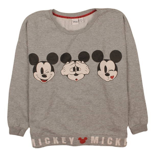 Disney 90s Mickey Mouse Grey Crew Neck Sweatshirt Women Large