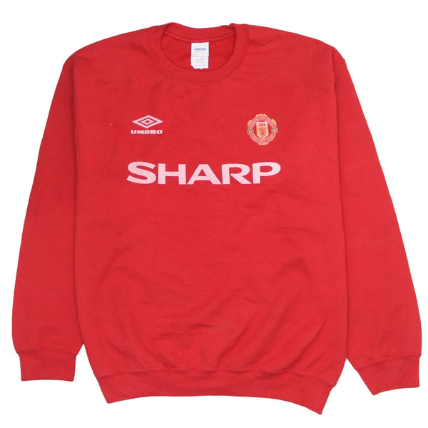 Umbro 90's Manchester United 97 Training Crew Neck Sweatshirt Medium Red