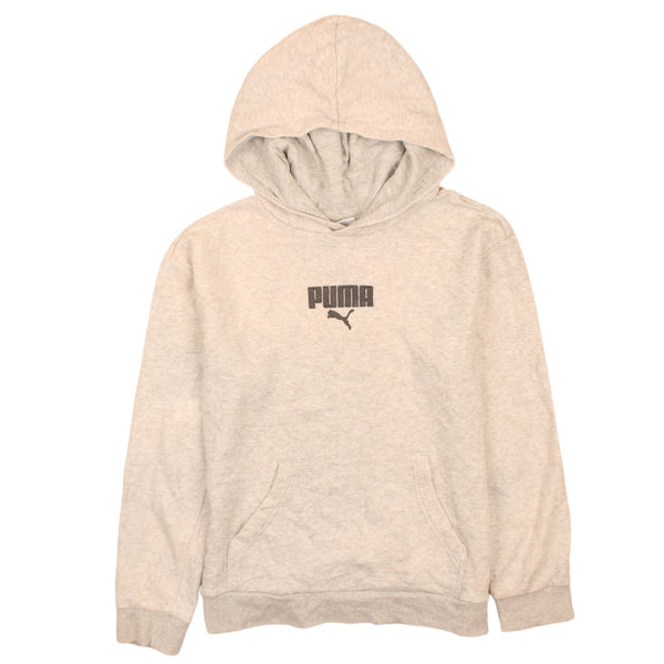 Puma Vintage 90's Grey Drawstring Pockets Pullover Hoodie Sz L