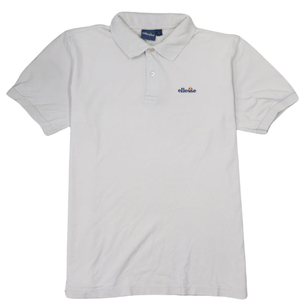 Ellesse 90's Short Sleeves Quarter Button Polo Shirt Large Beige Cream