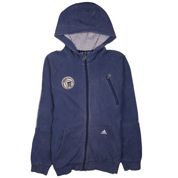 Adidas 1990s Blue Southbend Full Zip Up Hoodie, Women's Medium