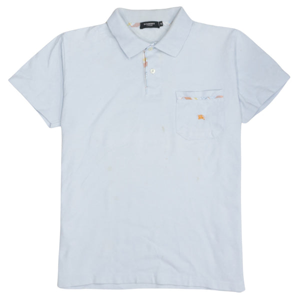 Burberry 90's Short Sleeves Quarter Button Polo Shirt Medium Blue