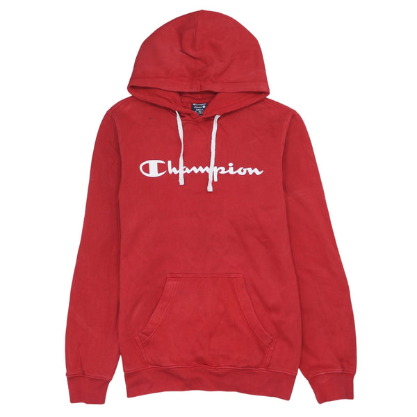 Vintage Champion 90's Red Spellout Pullover Hoodie Small Unisex