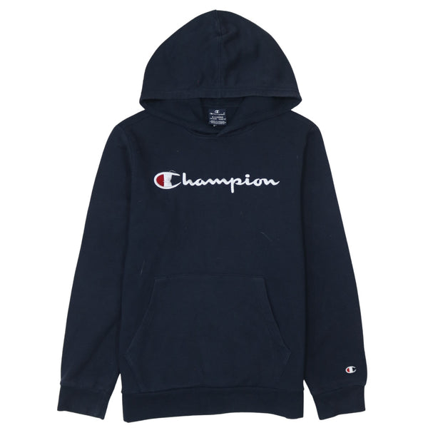 Champion 90's Spellout Pullover Hoodie XLarge Black