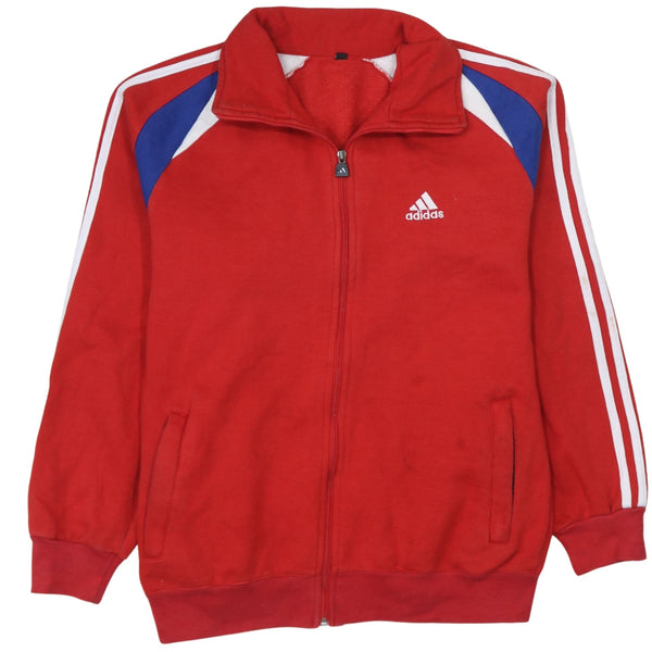 Adidas 90's Striped Sleeve Full Zip Up Sweatshirt Small Red