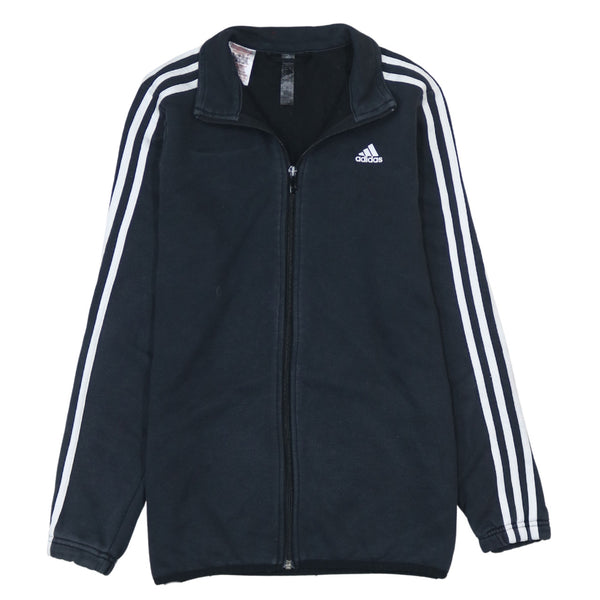 Adidas 90's Striped Sleeve Full Zip Up Sweatshirt Large Black