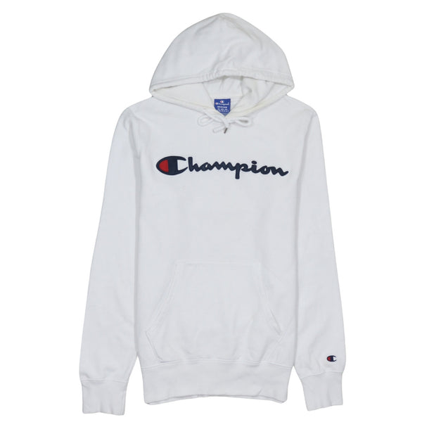 Champion 90's Spellout Pullover Hoodie Medium White
