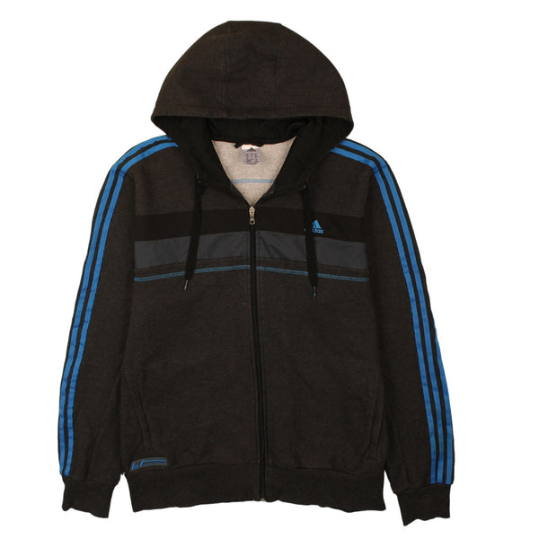 Adidas 90's Striped Sleeve Full Zip Up Hoodie XLarge Grey