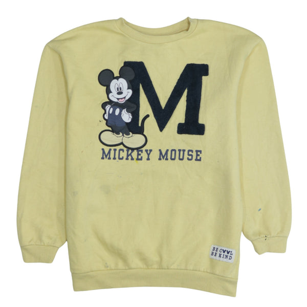 Vintage Disney 90's Mickey Mouse Sweatshirt Crew Neck Yellow Medium