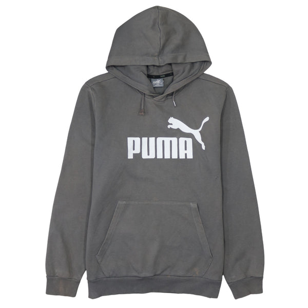 Puma 90's Vintage Spellout Pullover Hoodie Small Grey Cotton