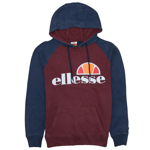 Ellesse 90's Spellout Pullover Hoodie S Burgundy Red Vintage