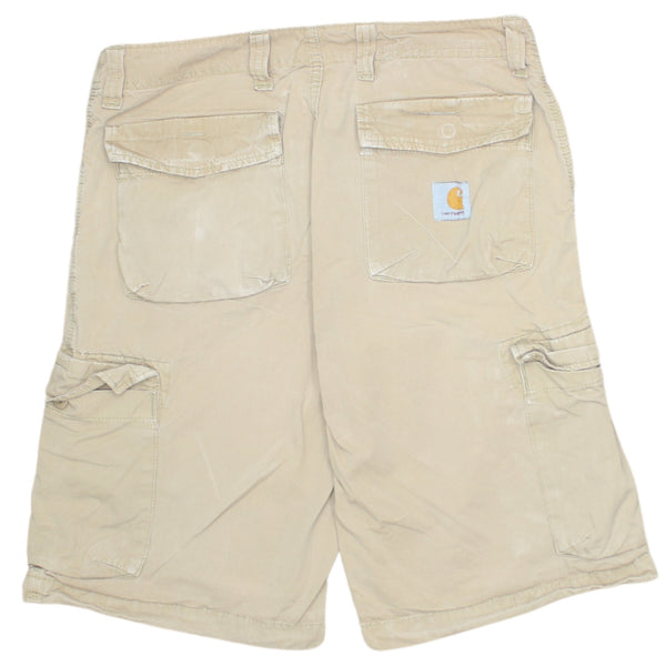 Vintage Carhartt 90's Baggy Chino Shorts with Drawstring Pockets - Beige Cream, Size 32