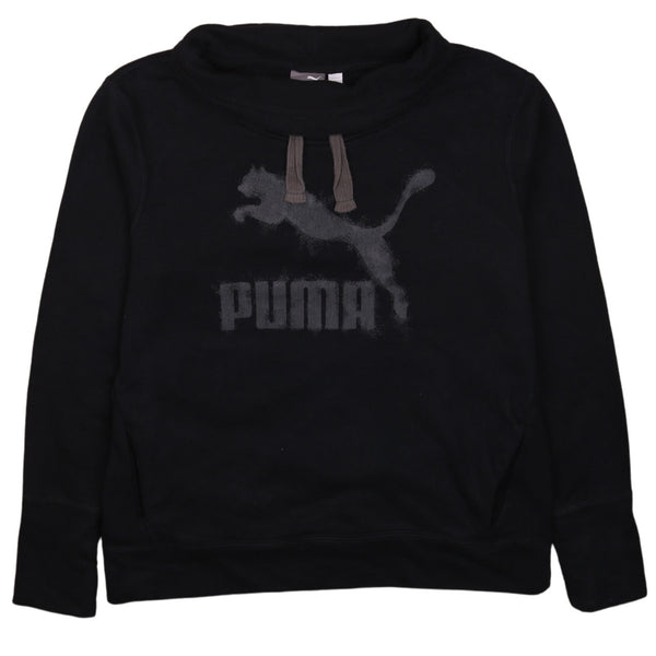 Puma Black 90's Spellout Turtle Neck Jumper Sweater Large Vintage
