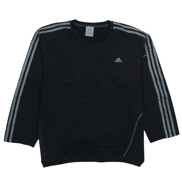 Adidas 90's Striped Sleeve Crew Neck Sweatshirt XLarge Black