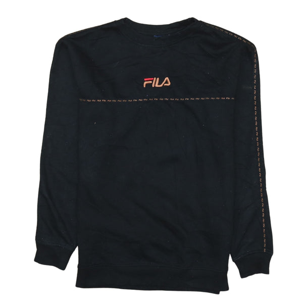 Vintage Fila 90's Black Heavyweight Crew Neck Sweatshirt Men's Small
