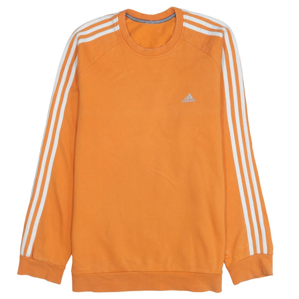 Adidas 90's Vintage Orange Striped Sleeve Crew Neck Sweatshirt Medium