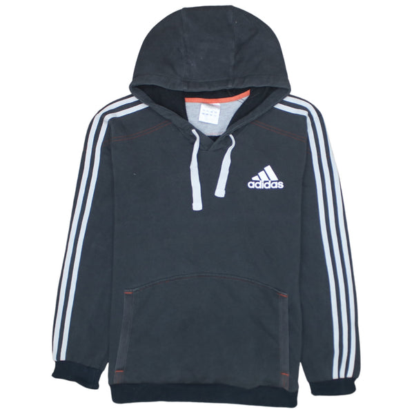 Adidas 90's Striped Sleeve Pullover Hoodie Medium Black