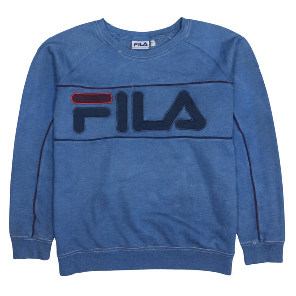 Fila 90's Spellout Crew Neck Sweatshirt Medium Blue