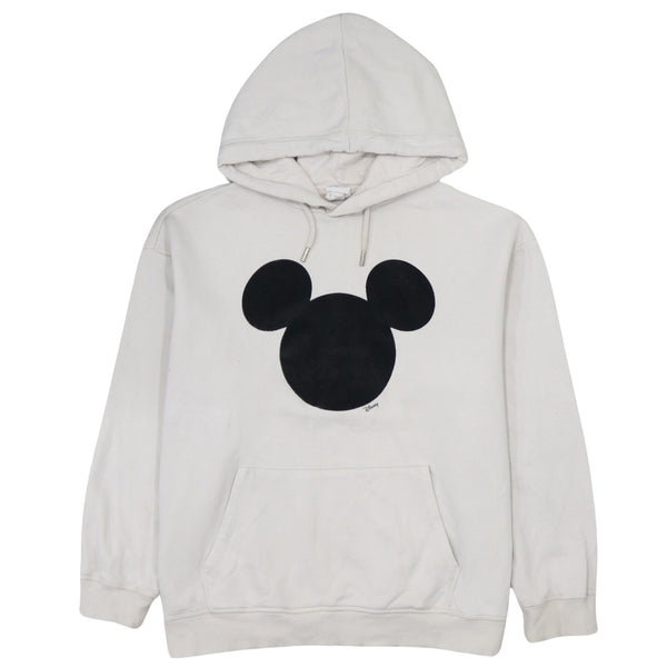 Vintage Disney 90's Mickey Mouse Beige Cream Pullover Hoodie Medium