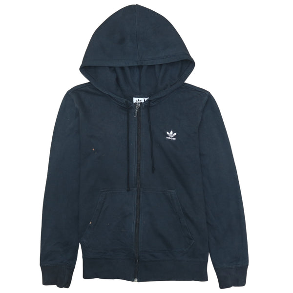 Adidas Vintage 90's Zip Hoodie Women's Black Medium, Drawstring Pockets