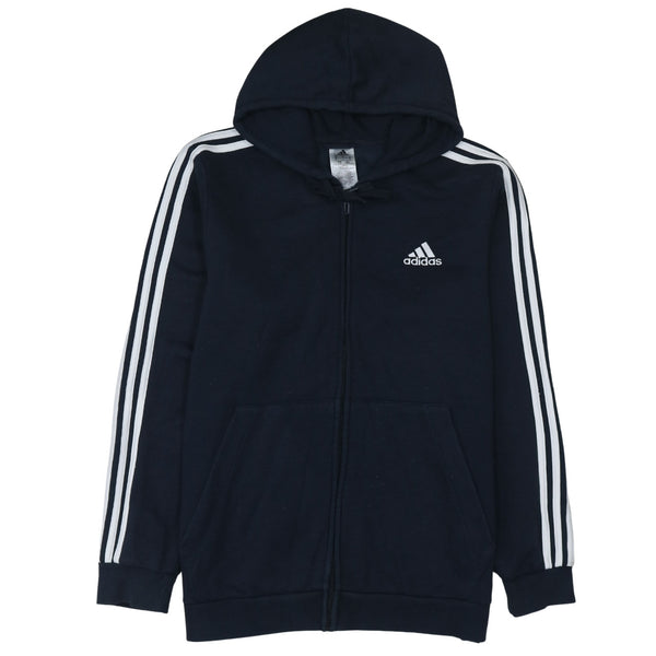 Adidas 90's Striped Sleeve Full Zip Up Hoodie Large Black