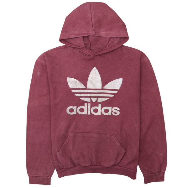 Adidas 90's Spellout Pullover Hoodie Large Burgundy Red Vintage