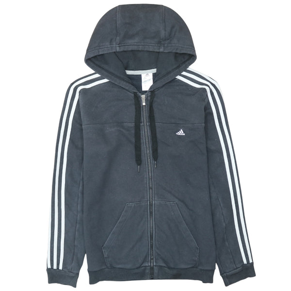 Adidas Vintage 90's Black Striped Sleeve Women's Large Full Zip Hoodie