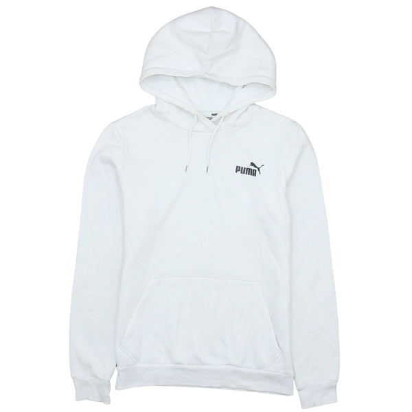 Puma 90's Vintage White Pullover Hoodie Small with Drawstring Pockets